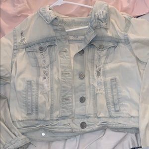 (FITS AS MEDIUM) Cropped, Ripped Jean Jacket